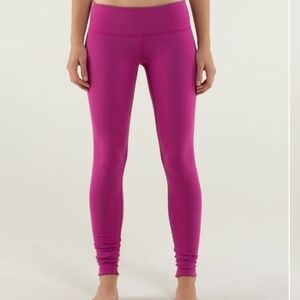 Lululemon Wunder Under Reversible Raspberry/black  Leggings Size 8 30.5" Inseam